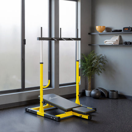 Vertical Leg Press Machine with Adjustable Leg, Back, and Head Positions, 1" Standard Plate Compatible, Yellow