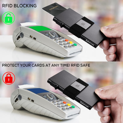 Minimalist Card Holder Wallet For Men, Aluminum Slim Metal Wallet With Money Band, RFID Blocking Up Wallet, Holds 12Cards Plus Cash