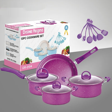 13 Pieces Pot Set Non-stick Pan Soup Omelette Ceramic Coating Pot Set