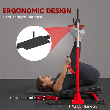 Vertical Leg Press Machine with Adjustable Leg, Back, and Head Positions, 1" Standard Plate Compatible, Red