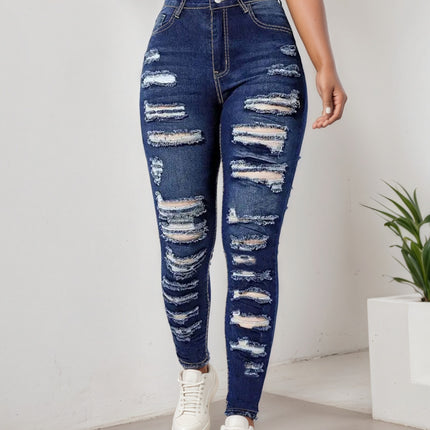2025 Women's Ripped Tight Cropped Pants, New High Stretch Jeans, Fashionable And Versatile Street Style, Slim Fit Design, Women's Jeans And Clothing