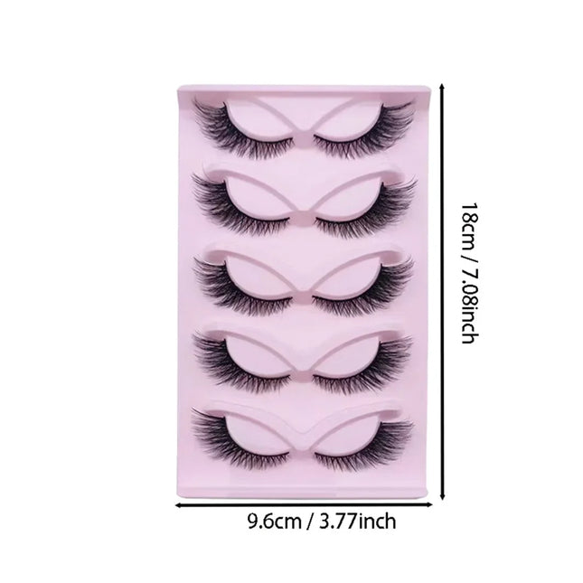 5 Pairs False Lashes Eyelashes Extension Cluster, Faux Mink Fluffy Long Full Look Eye Bottom,  Dramatic Cosmetic Makeup