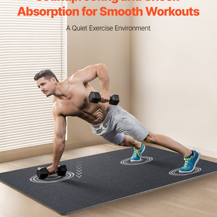 0.56 Inch Thick Gym Floor Mats, 6 Tiles Rubber Top With EVA Foam, 25" X 25" Gym Flooring Workout Mats With 25 Sq.ft Coverage, Interlocking Puzzle Gym Mats For Gym, Home, Garage, Black & Blue