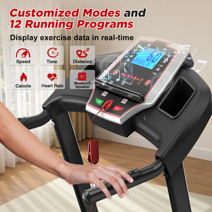Folding Treadmills For Home - 3.5HP Portable Foldable With Incline, Electric Treadmill For Running Walking Jogging Exercise With 12 Preset Programs, Indoor Workout Training Space Save Apartment,APP
