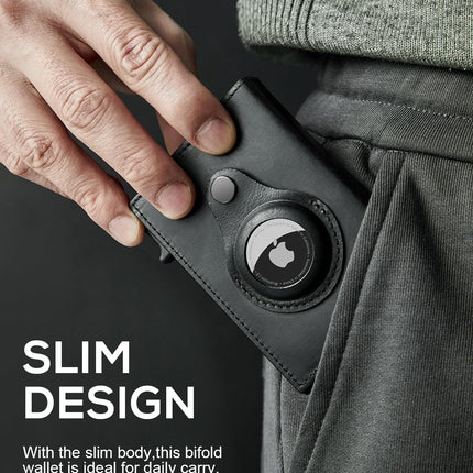 Airtag Wallet Men Smart Wallet Slim Minimalist RFID Front Pocket Wallet With Airtag Holder Metal Money Card Holder ,Airtag Not Included