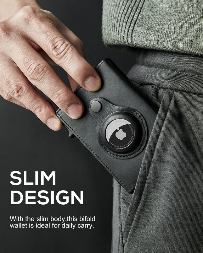 Airtag Wallet Men Smart Wallet Slim Minimalist RFID Front Pocket Wallet With Airtag Holder Metal Money Card Holder ,Airtag Not Included