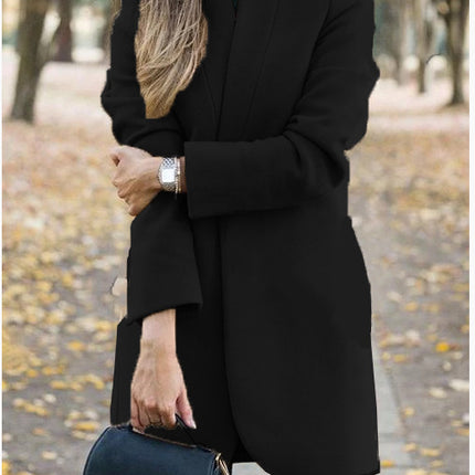 Solid Color Collar Woolen Coat