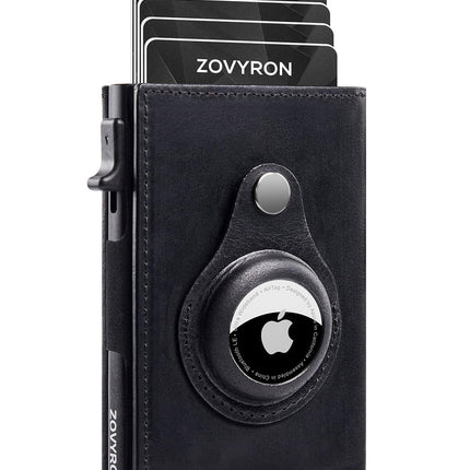 Airtag Wallet Men Smart Wallet Slim Minimalist RFID Front Pocket Wallet With Airtag Holder Metal Money Card Holder ,Airtag Not Included