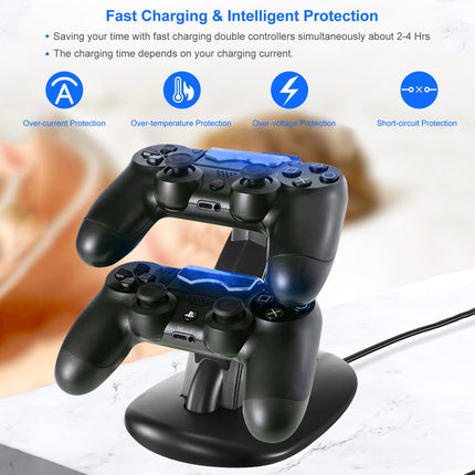 Charging Dock Station Dual Micro USB Charger Stand For PS4 Pro-PS4 Slim Gamepad Controller Handle Charging Station With Blue Indicator Game Lovers