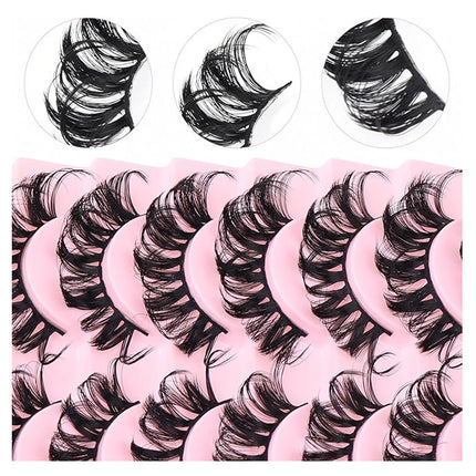 10 Pairs False Lashes Eyelashes Extension Cluster, Faux Mink Fluffy Long Full Look Eye Bottom, Dramatic Cosmetic Makeup