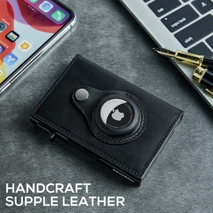 Airtag Wallet Men Smart Wallet Slim Minimalist RFID Front Pocket Wallet With Airtag Holder Metal Money Card Holder ,Airtag Not Included