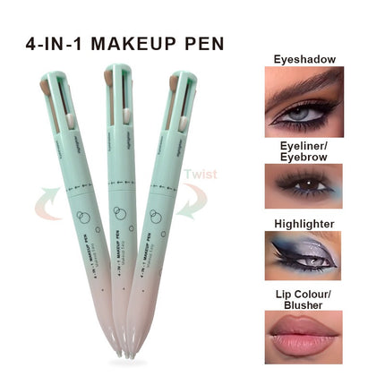 4 In 1 Makeup Pen Multifunctional Makeup Pen With Eyeliner, Lip Liner, Eyebrow Pencil, And Highlighter Portable Travel Easy-To-Apply Makeup Pencil