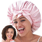 Silk Bonnet For Sleeping Women, Satin Hair Bonnet For Sleeping For Wavy Curly Natural Hair Women Men - Pink