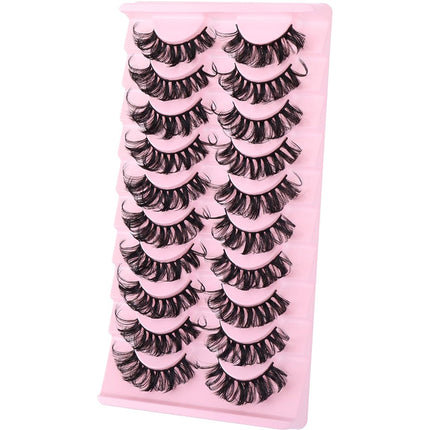 10 Pairs False Lashes Eyelashes Extension Cluster, Faux Mink Fluffy Long Full Look Eye Bottom, Dramatic Cosmetic Makeup
