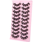 10 Pairs False Lashes Eyelashes Extension Cluster, Faux Mink Fluffy Long Full Look Eye Bottom, Dramatic Cosmetic Makeup