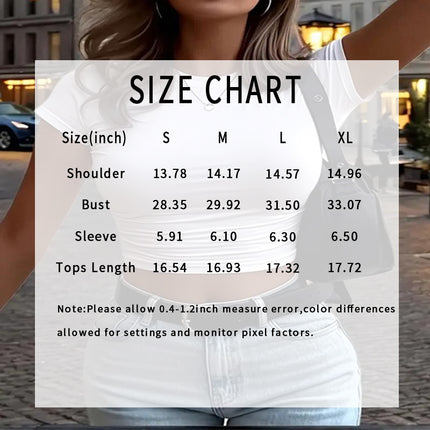 Women's Solid Color Crop Tee, Crew Neck Short Sleeve Slim Fit Basic Top