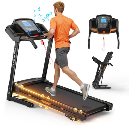 Foldable Treadmill With Incline, Folding Treadmill For Home Electric Treadmill Workout Running Machine, Handrail Controls Speed, Pulse Monitor,APP