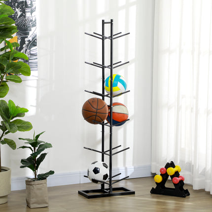 12-Ball Sports Rack, Ball Holder Basketball Rack for Garage, Classroom or Gym, Athletic Gear Organizer
