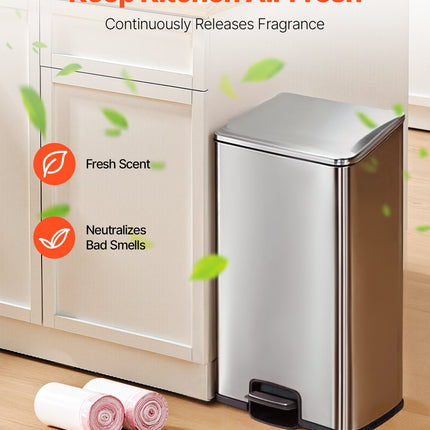 Drawstring Trash Bags, 13 Gallon 110 Count Tall Kitchen Trash Bags, Extra Thick Fresh Scent Garbage Bag, Recyclable Bin Bag With Drawstrings, For Home Kitchen, Office, RV And Camping (White)