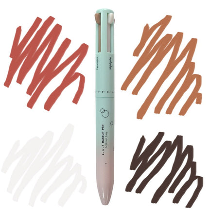 4 In 1 Makeup Pen Multifunctional Makeup Pen With Eyeliner, Lip Liner, Eyebrow Pencil, And Highlighter Portable Travel Easy-To-Apply Makeup Pencil