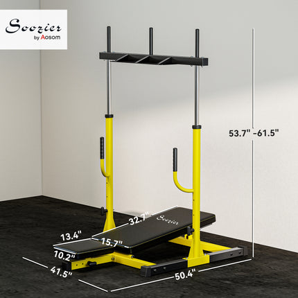 Vertical Leg Press Machine with Adjustable Leg, Back, and Head Positions, 1" Standard Plate Compatible, Yellow