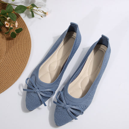 Bow Knitted Loafers Ins Fashion Pointed-toed Flats Shoes For Women