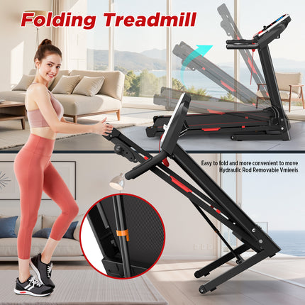 Folding Treadmills For Home - 3.5HP Portable Foldable With Incline, Electric Treadmill For Running Walking Jogging Exercise With 12 Preset Programs, Indoor Workout Training Space Save Apartment,APP