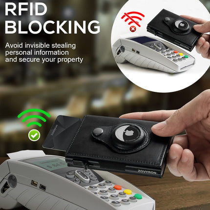 Airtag Wallet Men Smart Wallet Slim Minimalist RFID Front Pocket Wallet With Airtag Holder Metal Money Card Holder ,Airtag Not Included