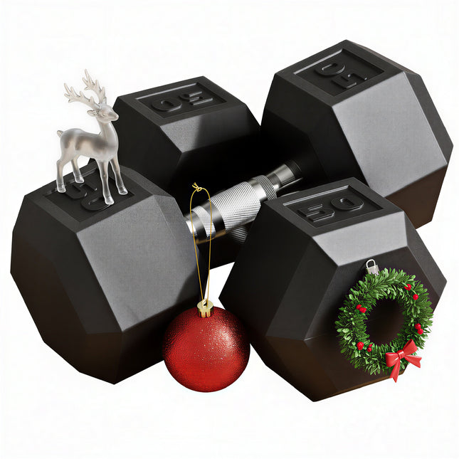 2 x 50lbs Hex Dumbbell Set of 2, Rubber Weights Exercise Fitness Dumbbell with Non-Slip Handles, Anti-roll, for Women or Men Home Gym Workout