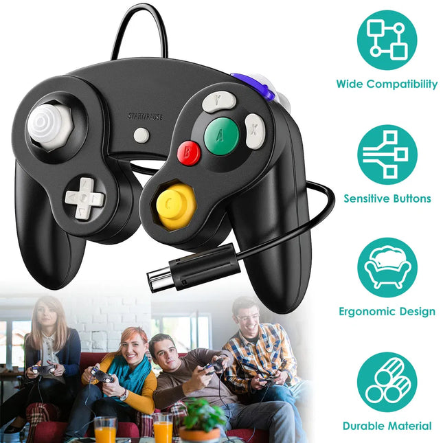 Shock Wired Game Controller Gamepad Compatible With Nintendo Wii Gamecube