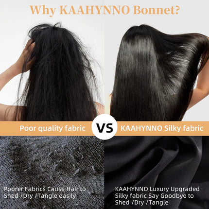 Silk Bonnet For Sleeping Women, Satin Hair Bonnet For Sleeping For Wavy Curly Natural Hair Women Men - Black