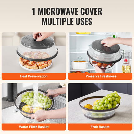 VEVOR 2PCS Microwave Splatter Covers 10.4Collapsible Microwave Food Lid