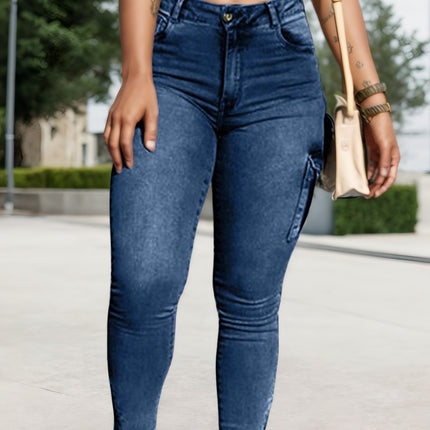 Multi-pocket High-stretch Mid-rise Zipper-hem Skinny Pencil Pants, Urban Style Women's Jeans And Clothing Cargo Jeans Amazon Don't Sell