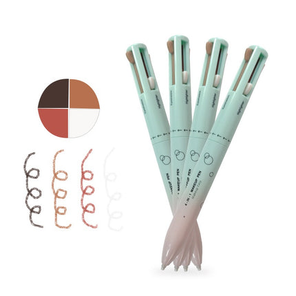 4 In 1 Makeup Pen Multifunctional Makeup Pen With Eyeliner, Lip Liner, Eyebrow Pencil, And Highlighter Portable Travel Easy-To-Apply Makeup Pencil