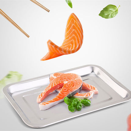 Stainless Steel Storage Trays Square Plate Thickening Pans Rectangular Tray Barbecue Deep Rice Dishes Bbq Kitchen Accessories