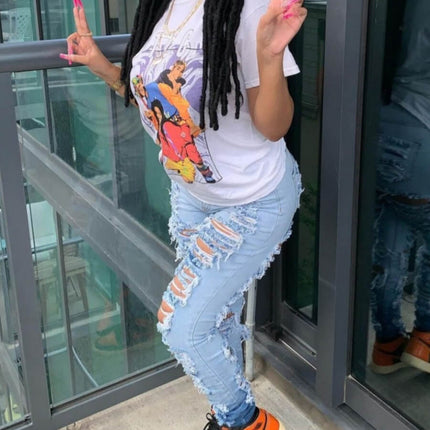 Women's Fashion Trend Ripped Stretch Jeans, Slim-fit Gradient Jeans, Suitable For All Kinds Of Wear, The Perfect Holiday Gift, Denim For Women