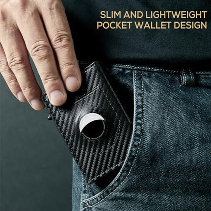 Airtag Wallet Men Minimalist  Up Wallet With Money Clip RFID Card Holder Slim Wallet With Airtag Holder,ID Window