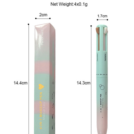 4 In 1 Makeup Pen Multifunctional Makeup Pen With Eyeliner, Lip Liner, Eyebrow Pencil, And Highlighter Portable Travel Easy-To-Apply Makeup Pencil