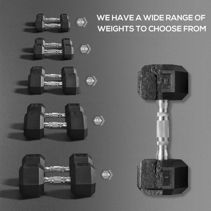 2 x 15lbs Hex Dumbbell Set of 2, Rubber Weights Exercise Fitness Dumbbell with Non-Slip Handles, Anti-roll, for Women or Men Home Gym Workout