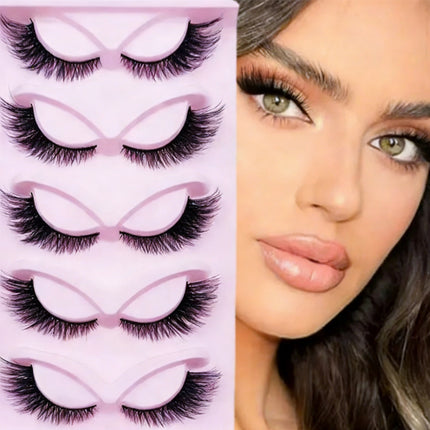 5 Pairs False Lashes Eyelashes Extension Cluster, Faux Mink Fluffy Long Full Look Eye Bottom,  Dramatic Cosmetic Makeup