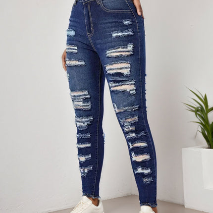 2025 Women's Ripped Tight Cropped Pants, New High Stretch Jeans, Fashionable And Versatile Street Style, Slim Fit Design, Women's Jeans And Clothing