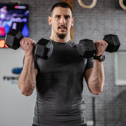 2 x 15lbs Hex Dumbbell Set of 2, Rubber Weights Exercise Fitness Dumbbell with Non-Slip Handles, Anti-roll, for Women or Men Home Gym Workout