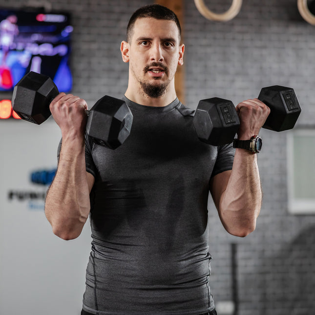 2 x 15lbs Hex Dumbbell Set of 2, Rubber Weights Exercise Fitness Dumbbell with Non-Slip Handles, Anti-roll, for Women or Men Home Gym Workout