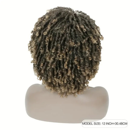Short Hair Braided Non-toxic Wig African Curly Wig Synthetic Wig African Hair Braided Hook Braided Wig Dirty Braid Headgear