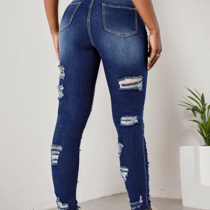 2025 Women's Ripped Tight Cropped Pants, New High Stretch Jeans, Fashionable And Versatile Street Style, Slim Fit Design, Women's Jeans And Clothing