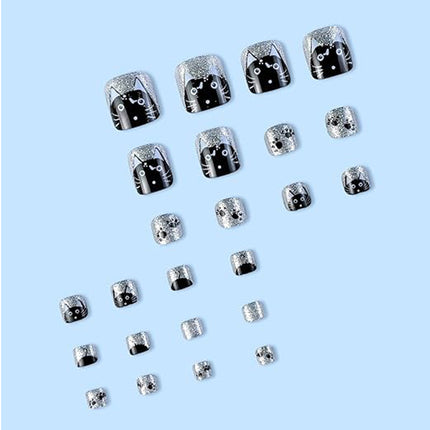 24PCS Press On Nails Fake ToeNails,Stick On Nails,Artificial Fake Toe Nail Set